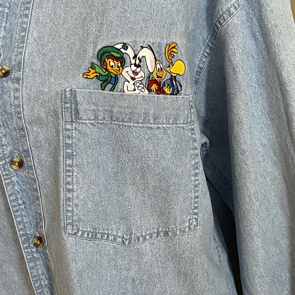 Vintage General Mill Cereal Embroidered Denim Shirt - Size: Large - 100% Cotton